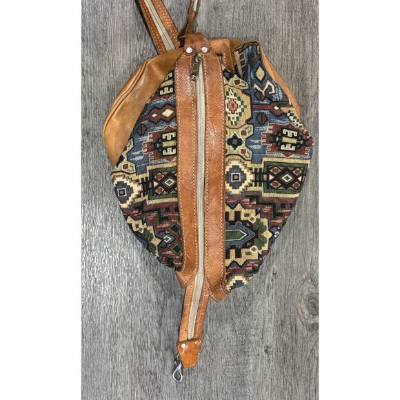 VTG Leather FORCE TEN Two Way Shoulder And Cross Body Bag Purse Backpack - Picture 6 of 9